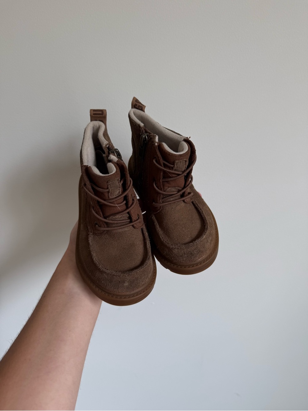 UGG Kids Brown Suede Lace-Up Side-Zip Boots